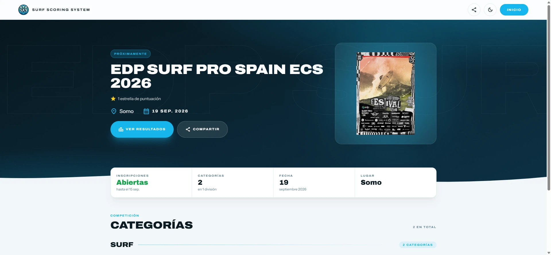 Detalle de manga y cuadro de competición
